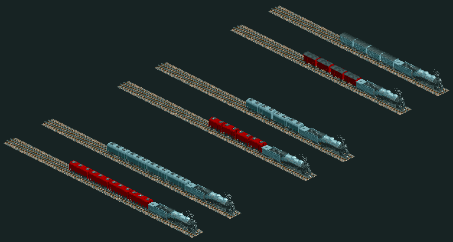 Red carriages show the new OG sprites