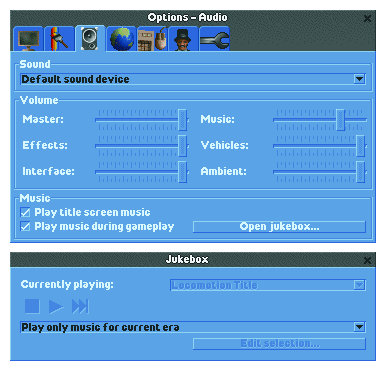 New audio options screen